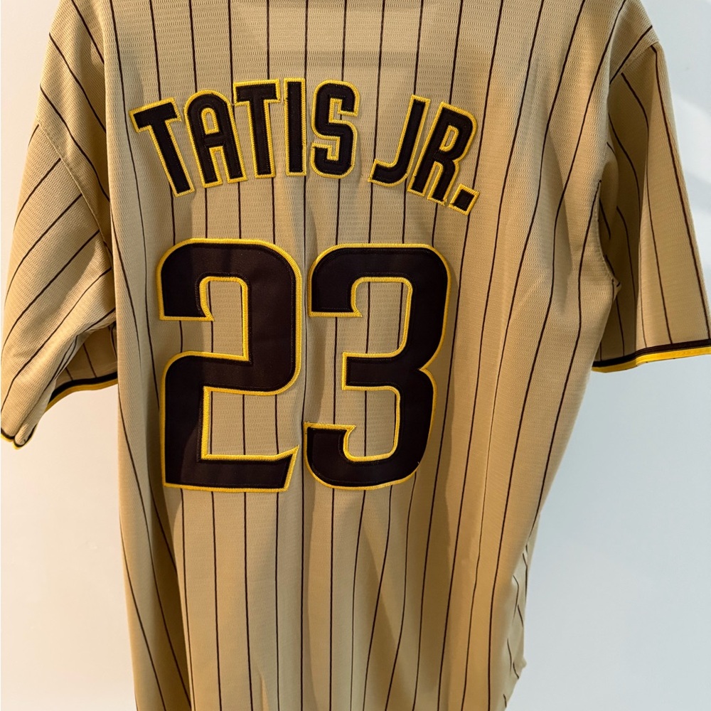 MLB Tan and Black Striped Jersey